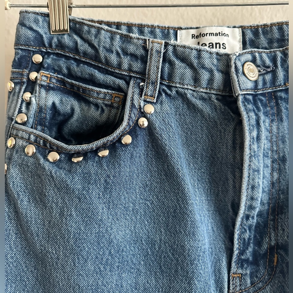 Reformation High-Rise Studded Blue Jeans - Picture 6 of 6